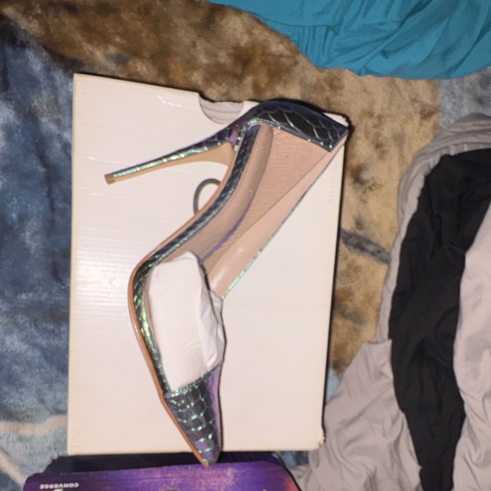 ALDO Women’s Pointed Toe Stiletto Pump, Textured Animal Print Multicolor US 9