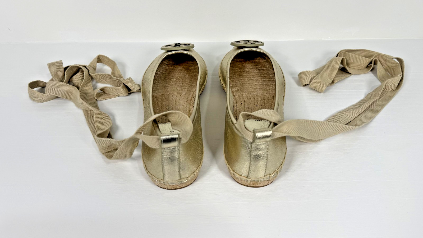 NEW W/O BOX – TORY BURCH Minnie Ballet Espadrille/ Metallic Gold Size 9.5