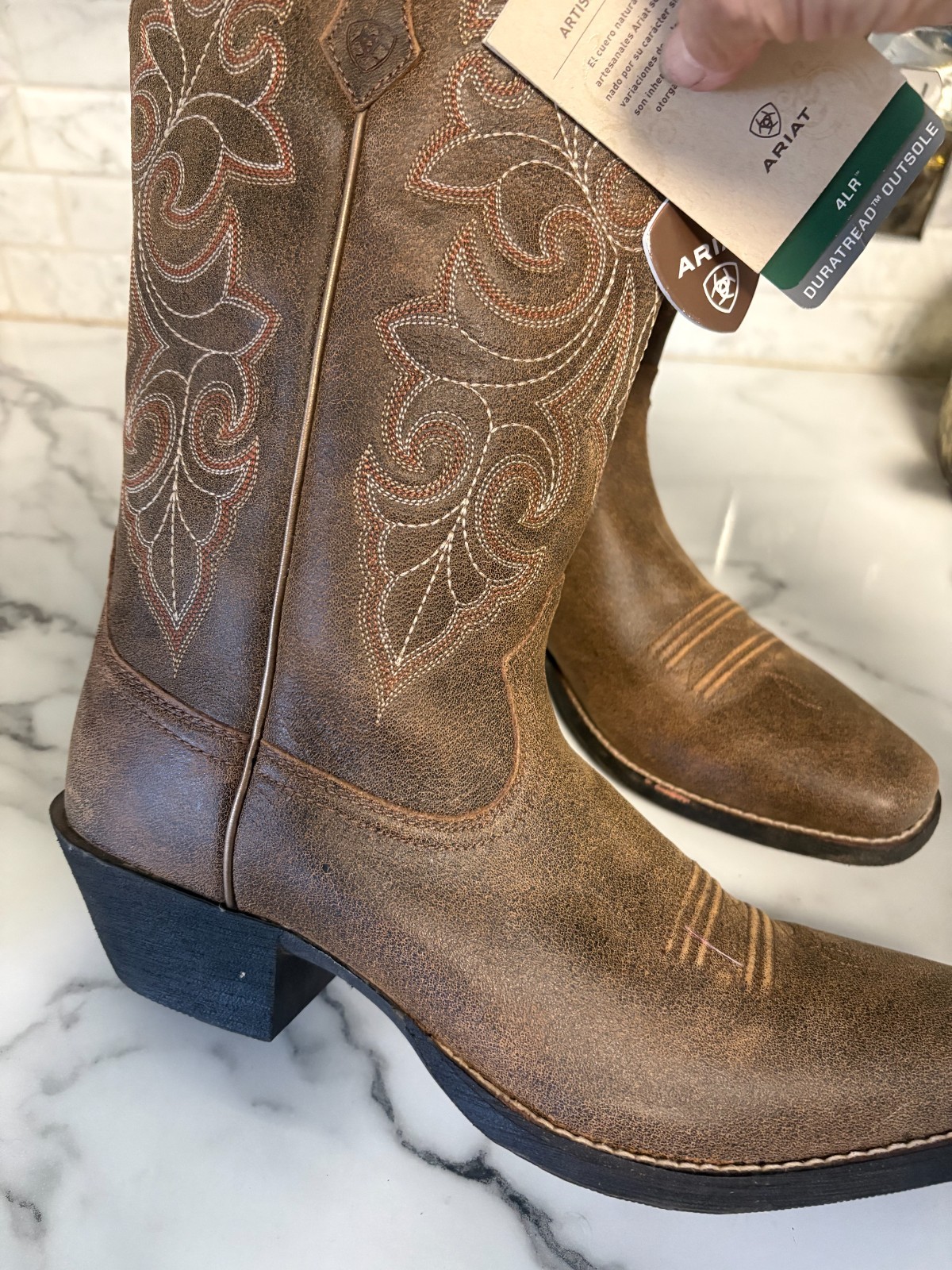 NEW Ariat Womens Round Up Square Toe Western Boots Full Grain Leather Duratread