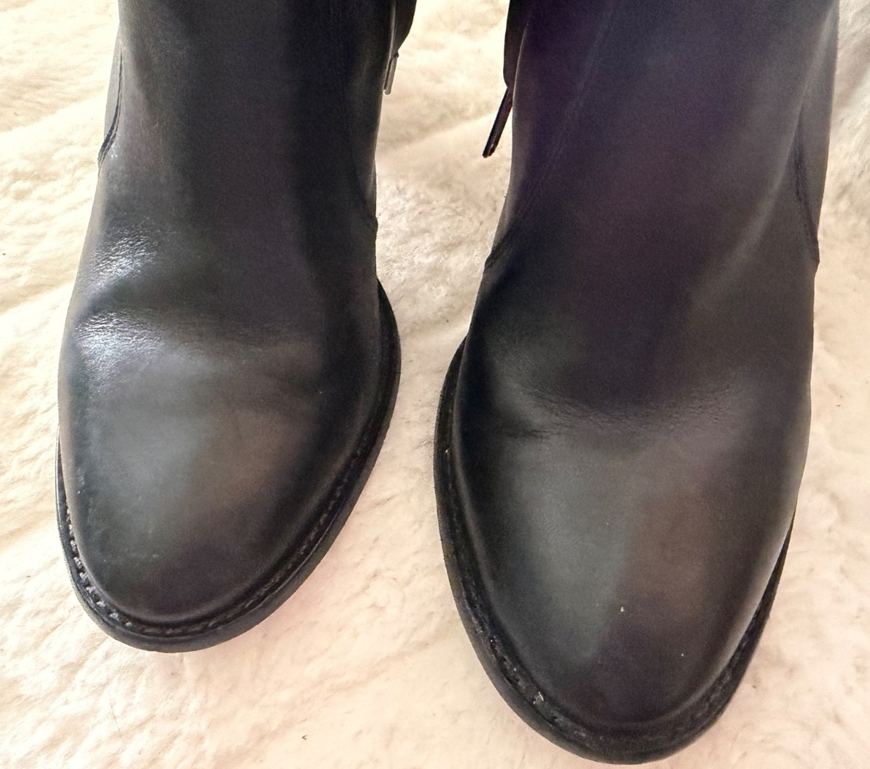 MADEWELL SIZE 8.5 Leather Black Ankle Boot Block Heel Band Stud Zip