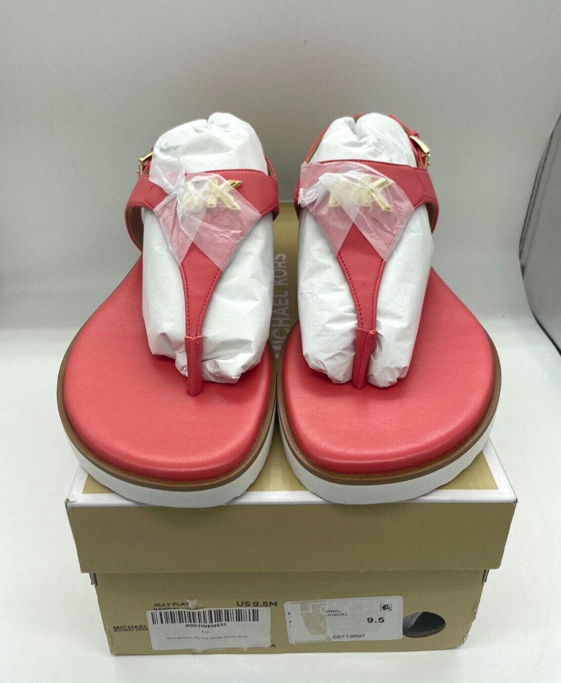 Michael Kors Jilly Flat Sandals Dahlia Coral Size 9.5 M