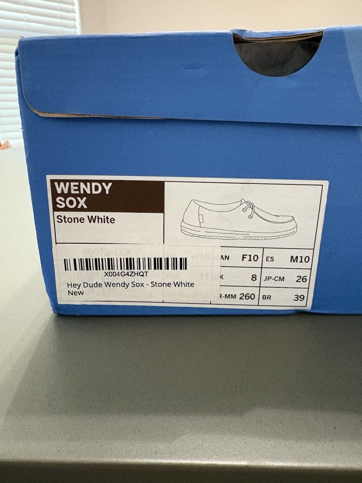 Hey Dude Wendy Sox Stone White Women’s US 10 Slip-On Lightweight