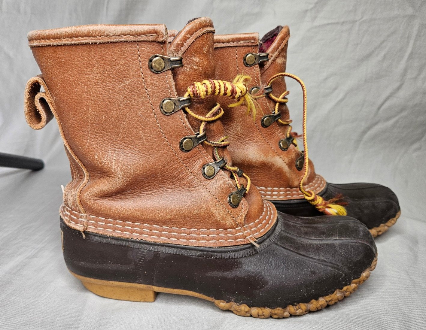 LL Bean Waterproof Rain Duck Boots Womens SZ 6 Brown Leather Gore Tex Insulated