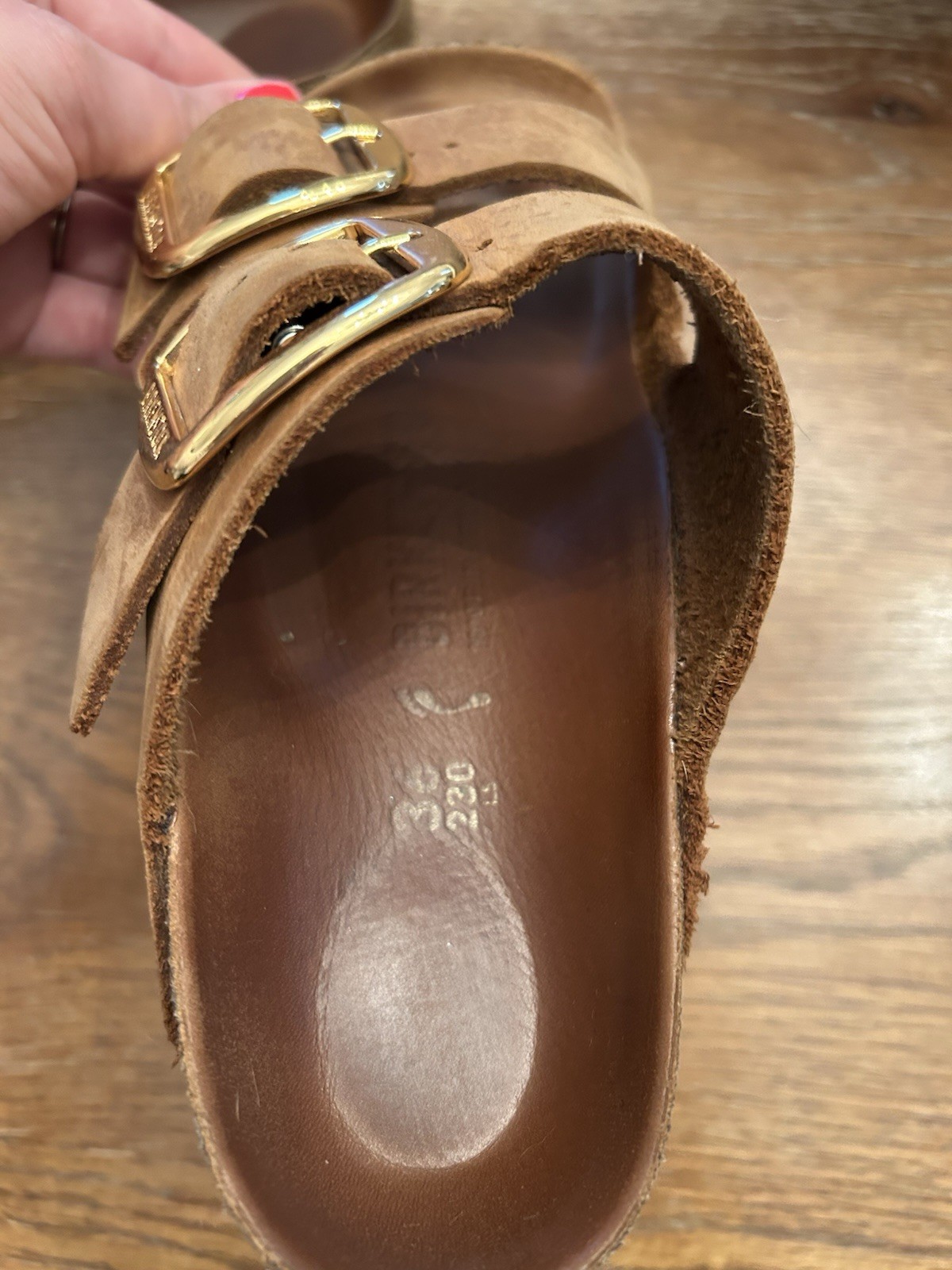 BIRKENSTOCK WOMEN’S BIG BUCKLE CANVAS SANDALS COGNAC EU 36 US 5/5.5