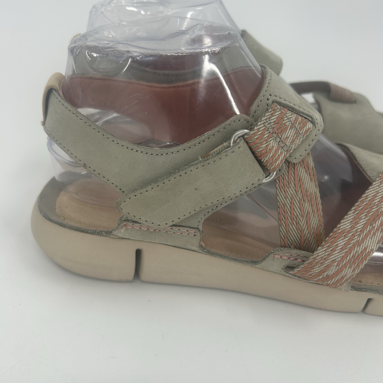 Clarks Womens Tri Clover Sandal Sage Green Nubuk Leather Sz 8.5 M Fast Shipping