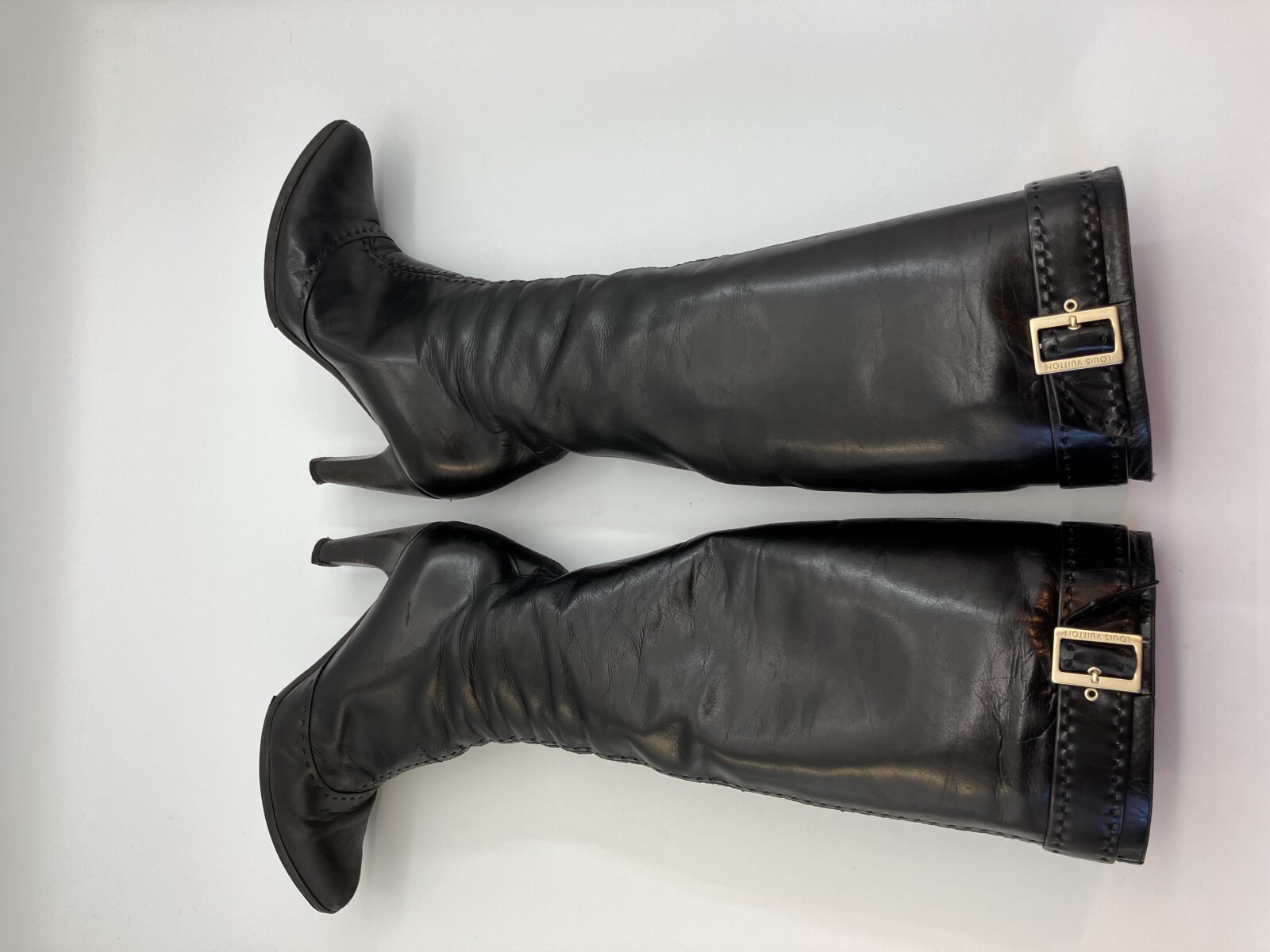 LOUIS VUITTON leather long boots black (EU 35.5)(US 5.5)(22.5 cm)(8.86 inch)…