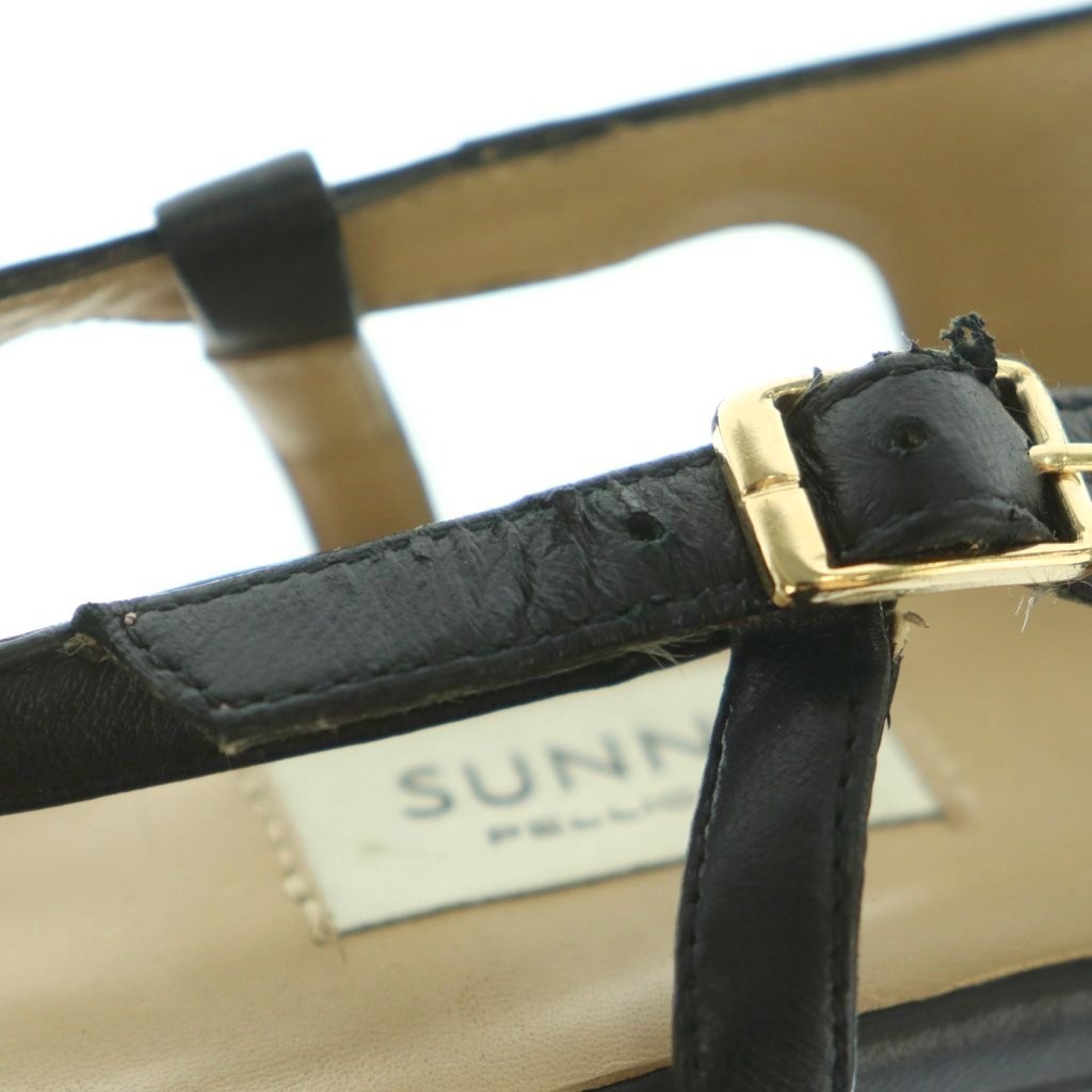 PELLICO SUNNY Thong Sandals Square Toe Strap 38 24.0-24.5cm Black Black /MI ■OS