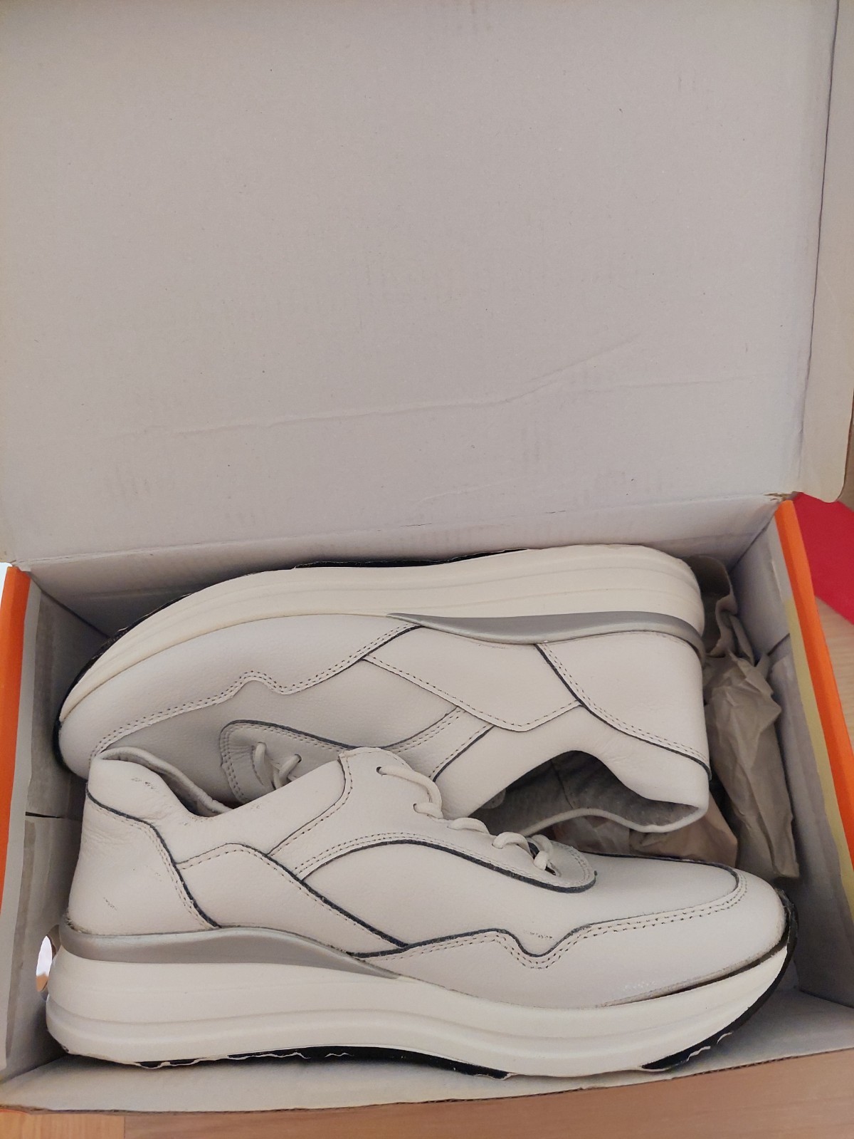 Angel Blue White Leather Sneakers EU 39 Chunky Casual Shoes With Box