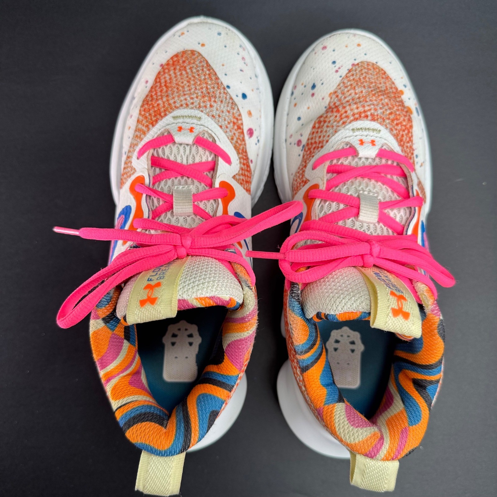 Under Armour Flow Breakthru 4 Womens Basketball Shoes White Orange 3026761-100 8