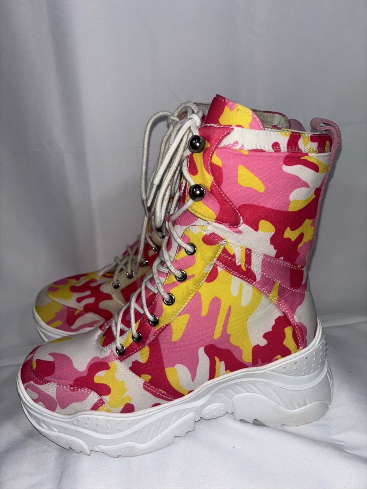 Shane Justin Street Wear Colorblock Pink Camo Clogs Lace Chukka Boots 37 Womens.