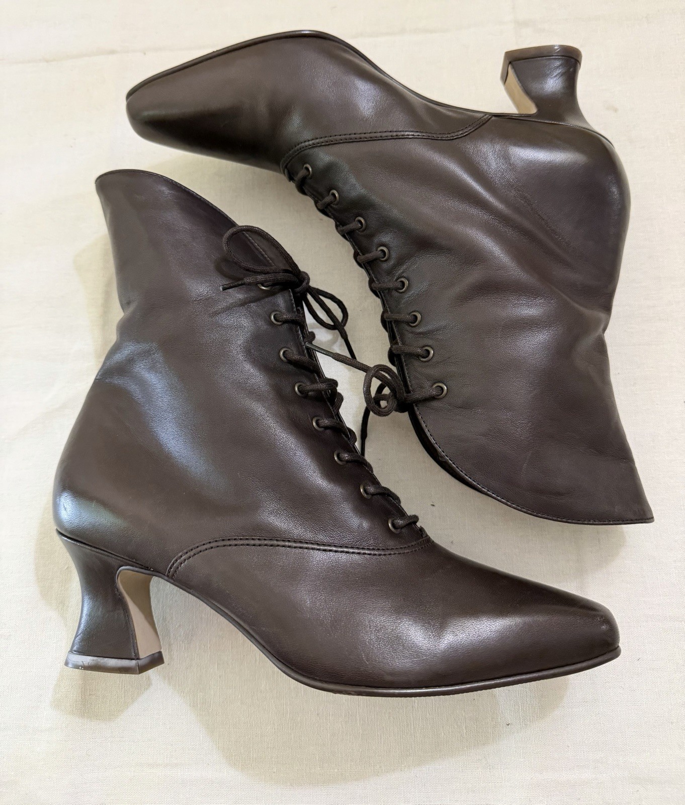 Vintage Nine West Edwardian Victorian Witchy Brown Leather Ankle Boots NOS 6.5