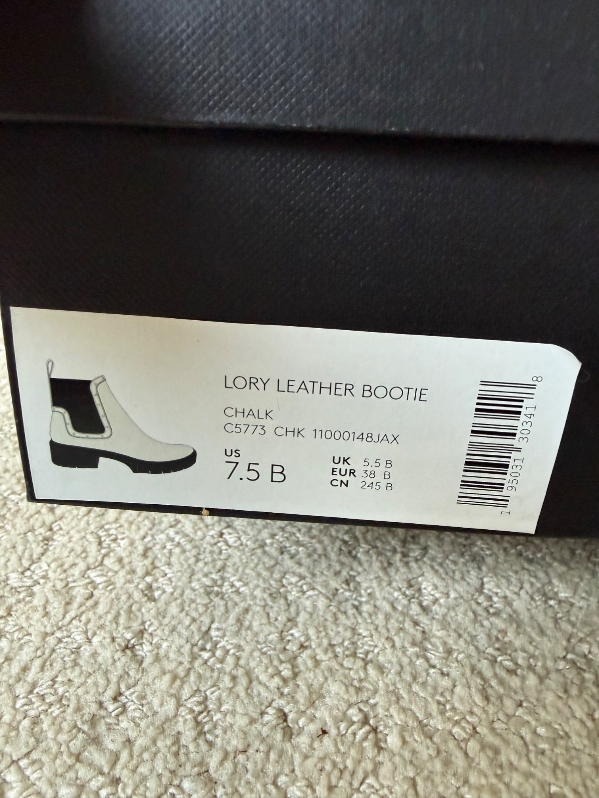 COACH Lory Leather Chelsea Boot Slip-on Chalk White Color – Size 7.5B