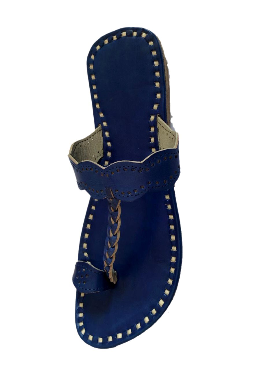 Womens Genuine Blue Leather Daily Wear Casual Dress Sandals Slippers Girls Shoe