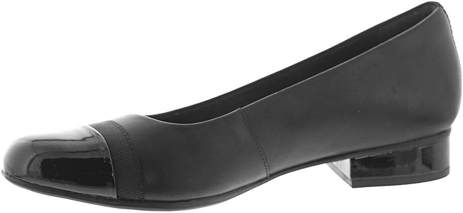 Clarks womens Juliet Monte Pump, Black Leather/Synthetic, 9.5 Wide US