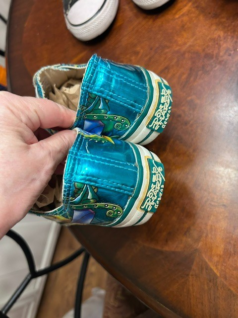 Ed Hardy Green Metallic Glitter True To My Love Tattoo Shoes Low Rise Slip On 5
