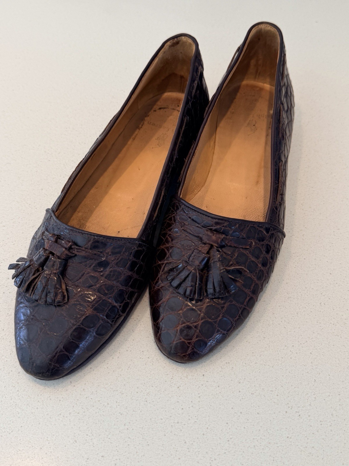 Vintage Ralph Lauren Women’s Size 6B Brown Genuine Crocodile Tassel Loafers
