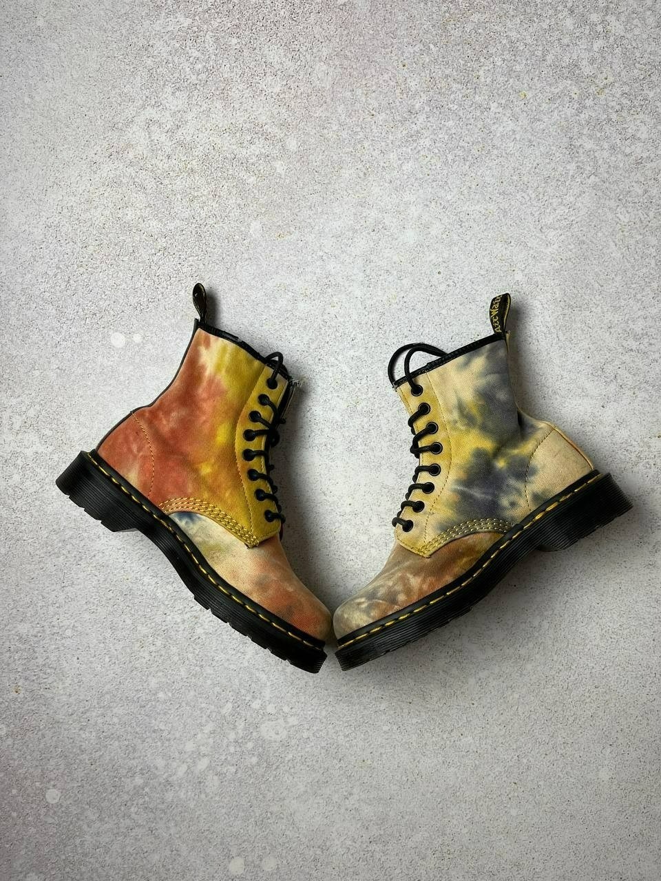 DDP Dr Martens Castel Tie Dye Boots Acid Hippie Canvas Lace Up *Rare