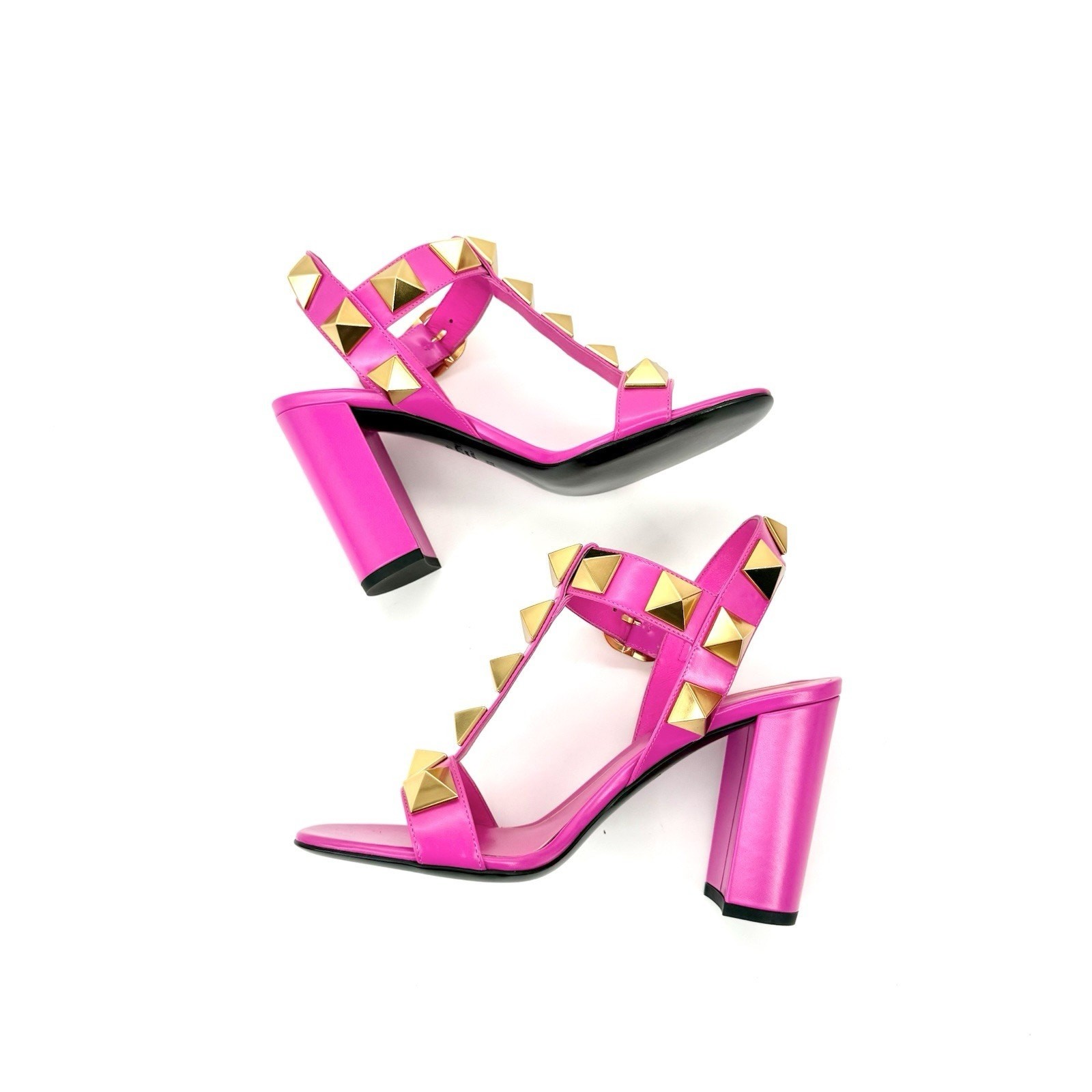 NIB Valentino Garavani Slingback Sandals 37 US 7 Roman Studs Rockstuds Pink