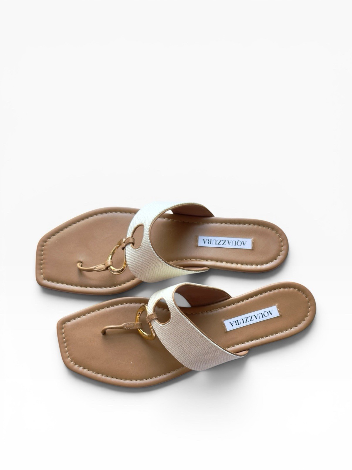 AQUAZZURA Women’s Sandals Leather And Canvas Slides Size 10 US 41 EU Italy