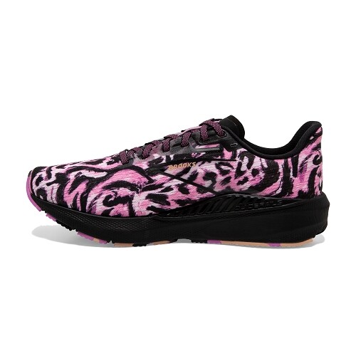 Brooks Launch GTS 10 Pink Black Leopard Women Road Running Shoes 1203991B010