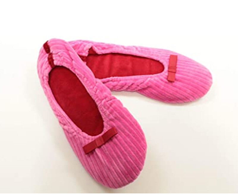 Legacy Women’s 2 Pairs Ribbed Velour Ballet Slippers Pink & Black Size M (7-8)