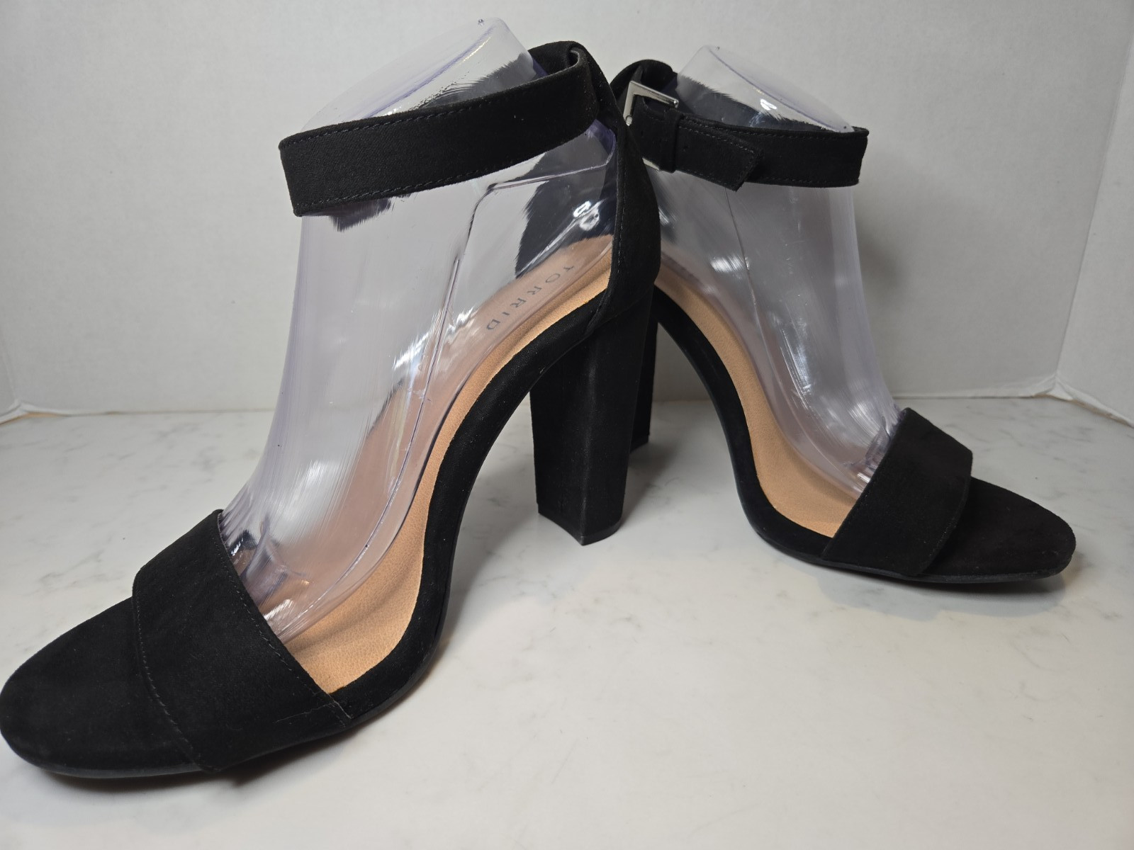 Torrid Black Ankle Strap Cone Open Toe Heel Sandal Womens Size 10W