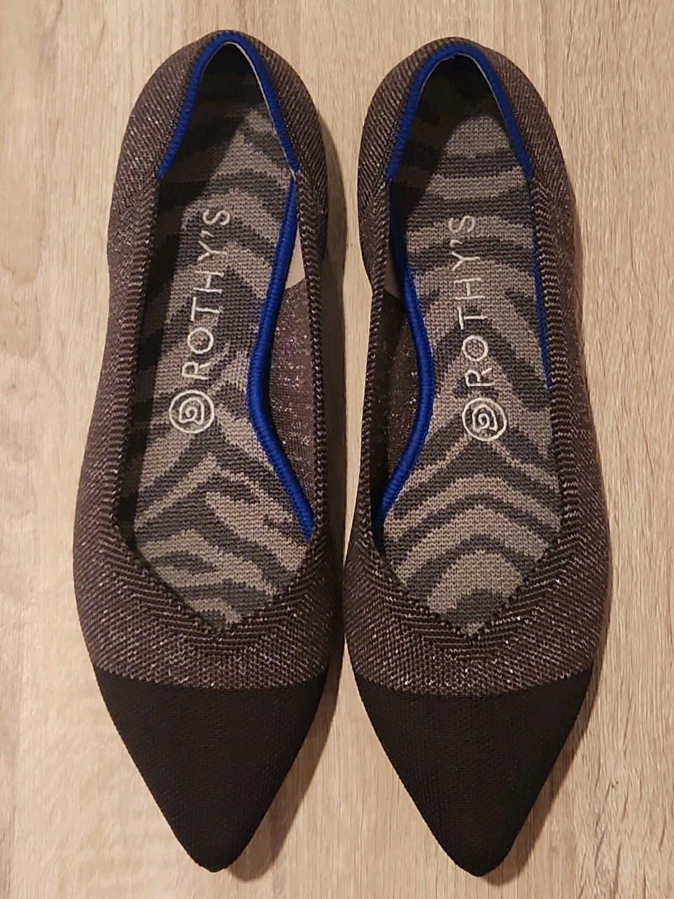 Rothy’s The Point ‘Twilight Metallic’ Captoe Stitch Flats ‘Retired’ Womens Sz 10