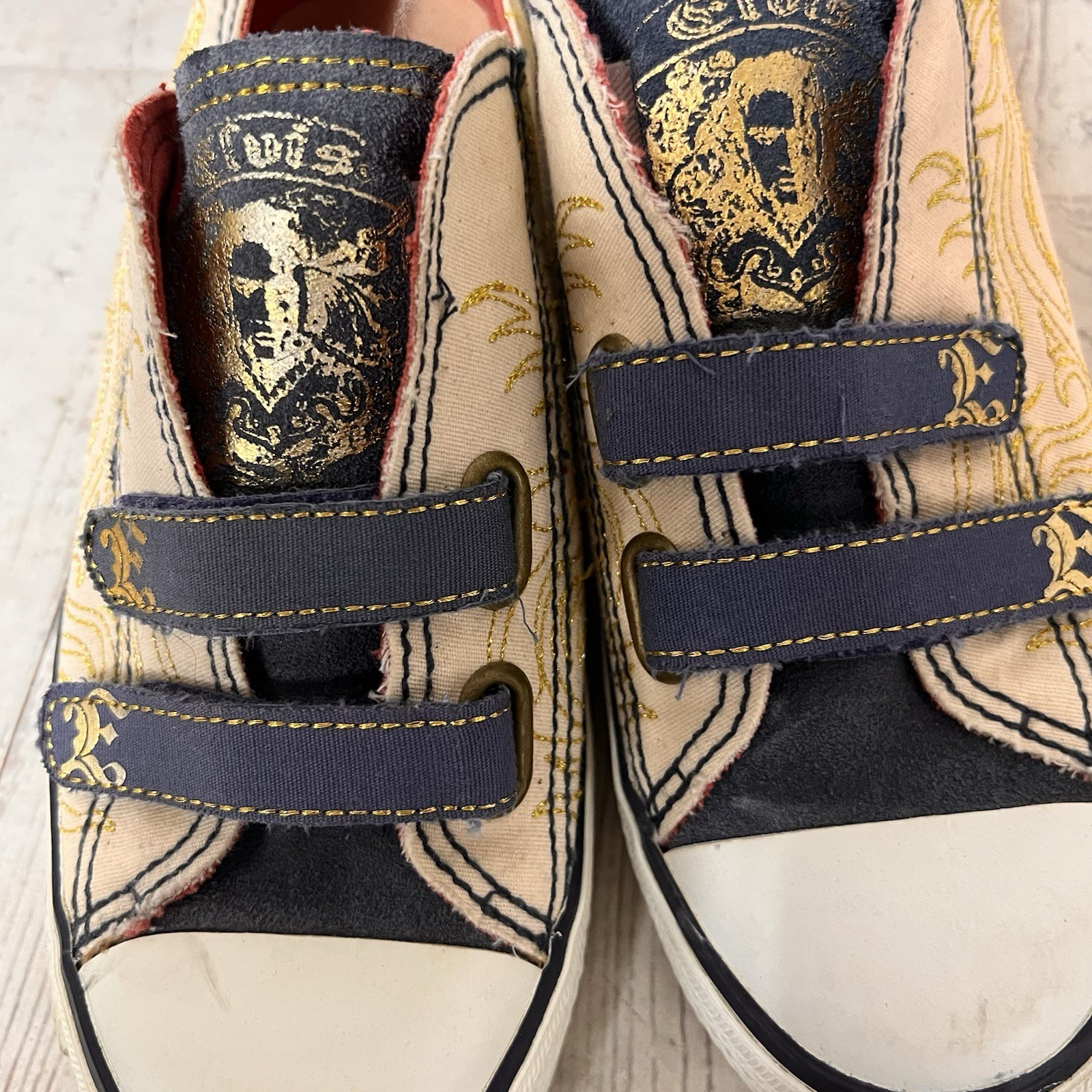 Vintage Elvis Presley Graceland Shoes canvas king Size 5 Women White Gold RARE