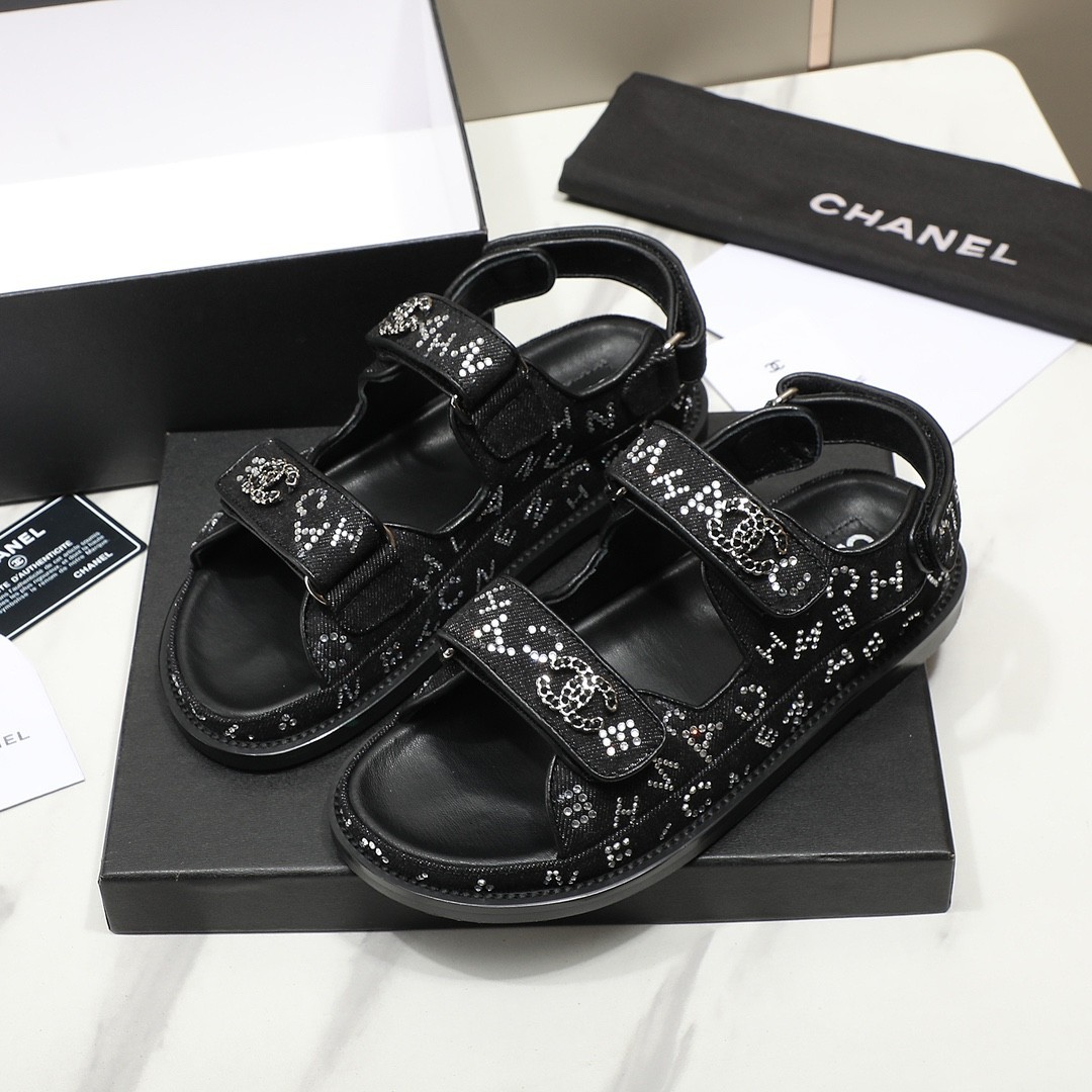 Chanel Dad Sandals Tweed Fabric – 36