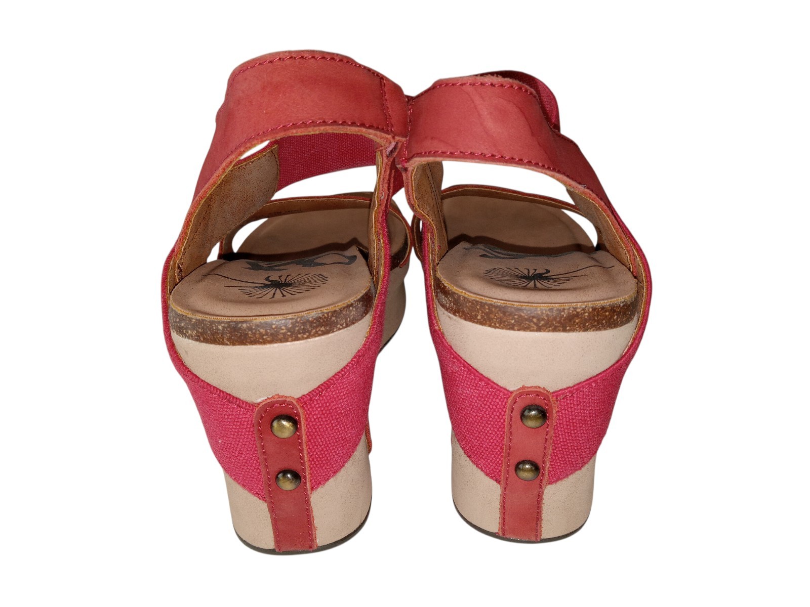 OTBT Bushnell Red Leather Wedge Stappy Sandals Shoes Womens 9.5