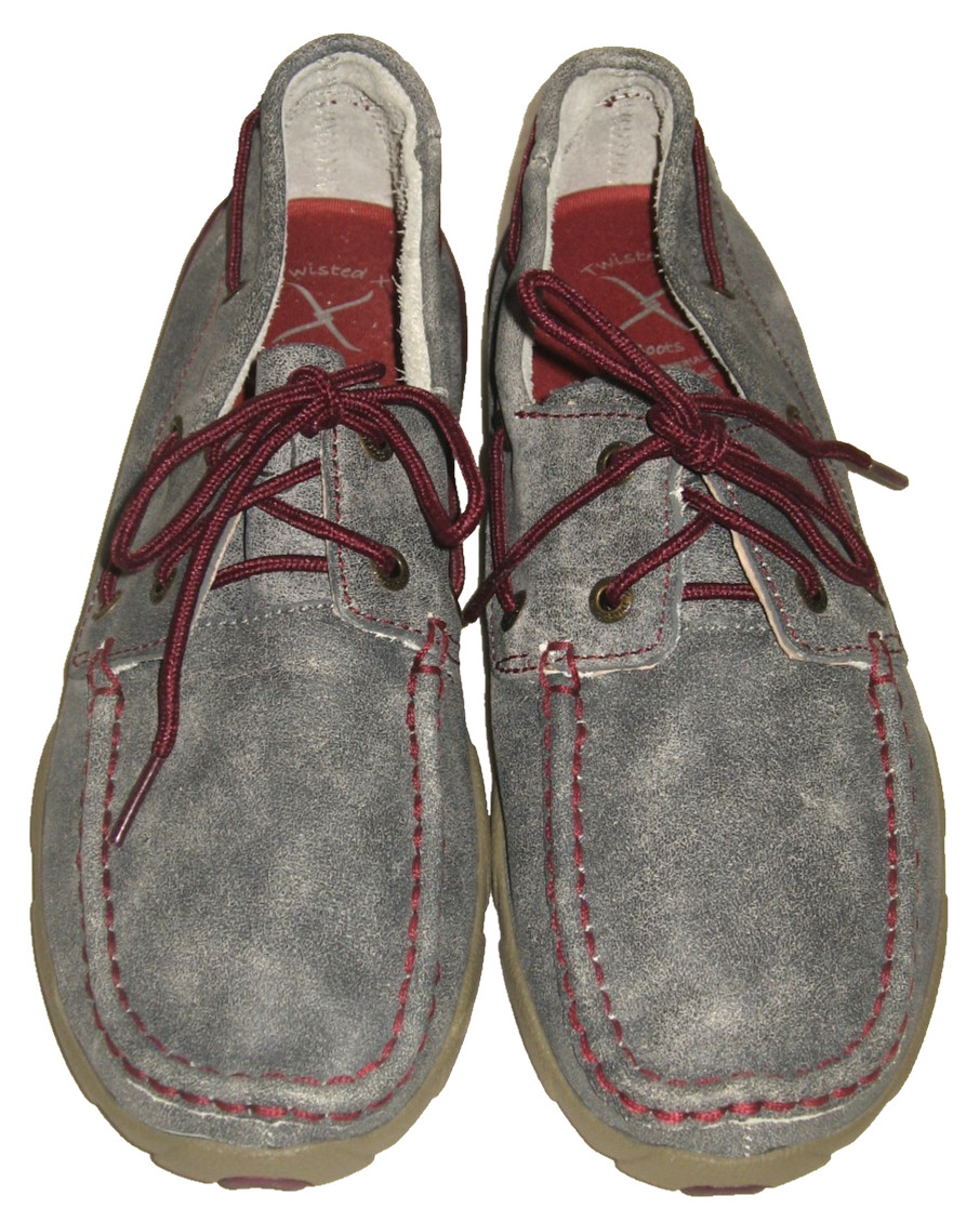 Women’s TWISTED X Gray Leather Lace-Up Driving Mocs Boat Shoes 9/39-40