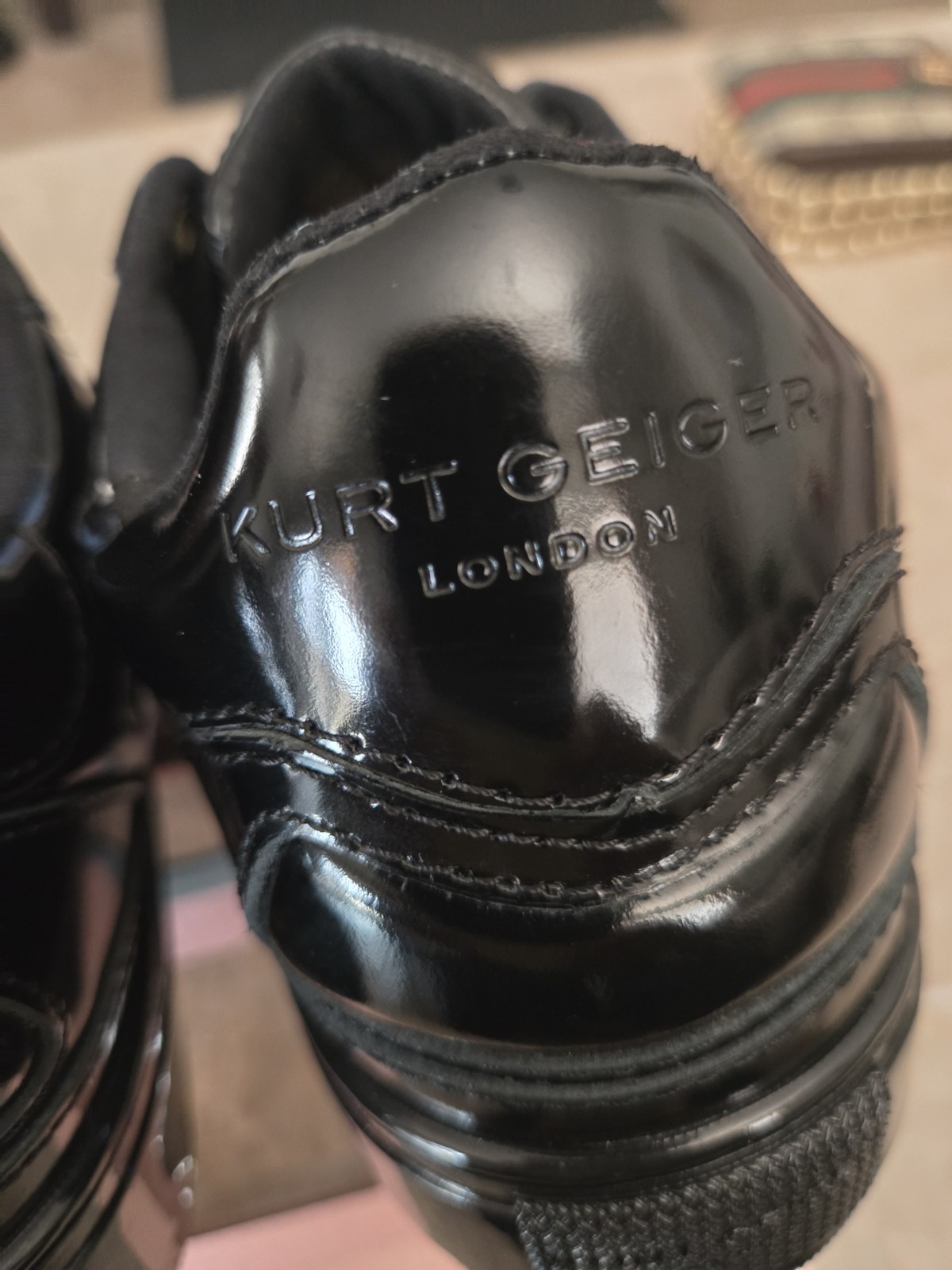 Kurt Geiger London Southbank Tag Platform Sneakers in Black. Size 42