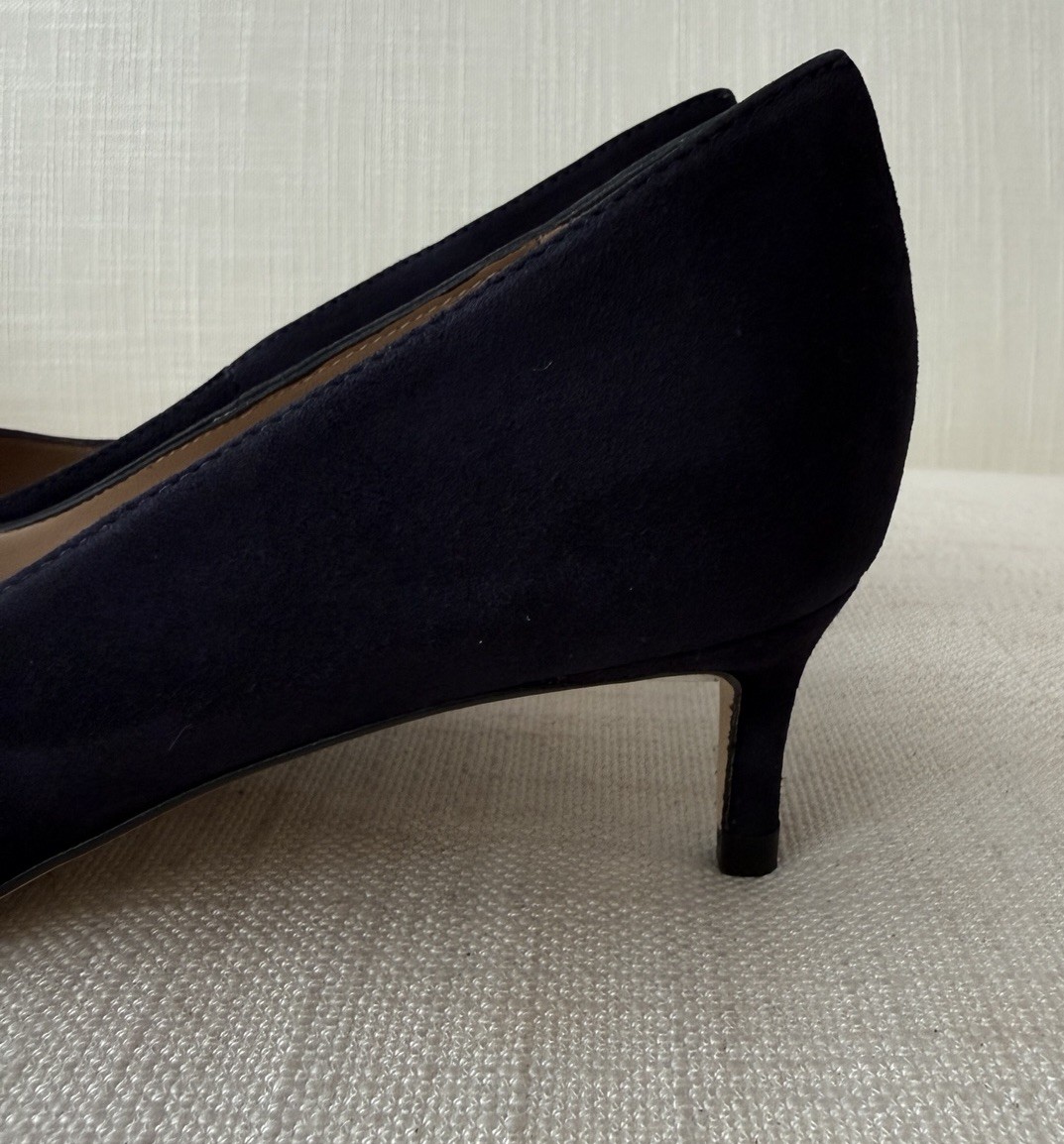 L K Bennett Ava Navy Suede Leather Heels Shoes Size 36 NEW WITH BOX