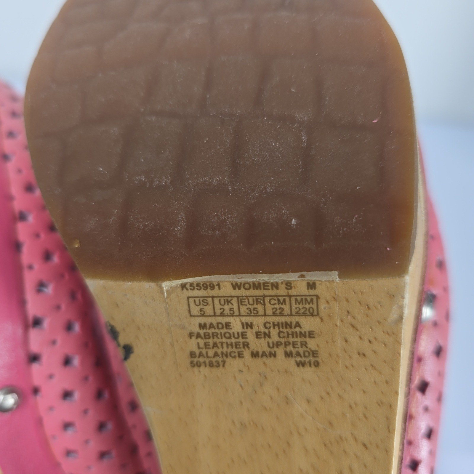 Rockport Women’s Pink Leather Perforated Clog Heel Shoes Size 5 M K55991
