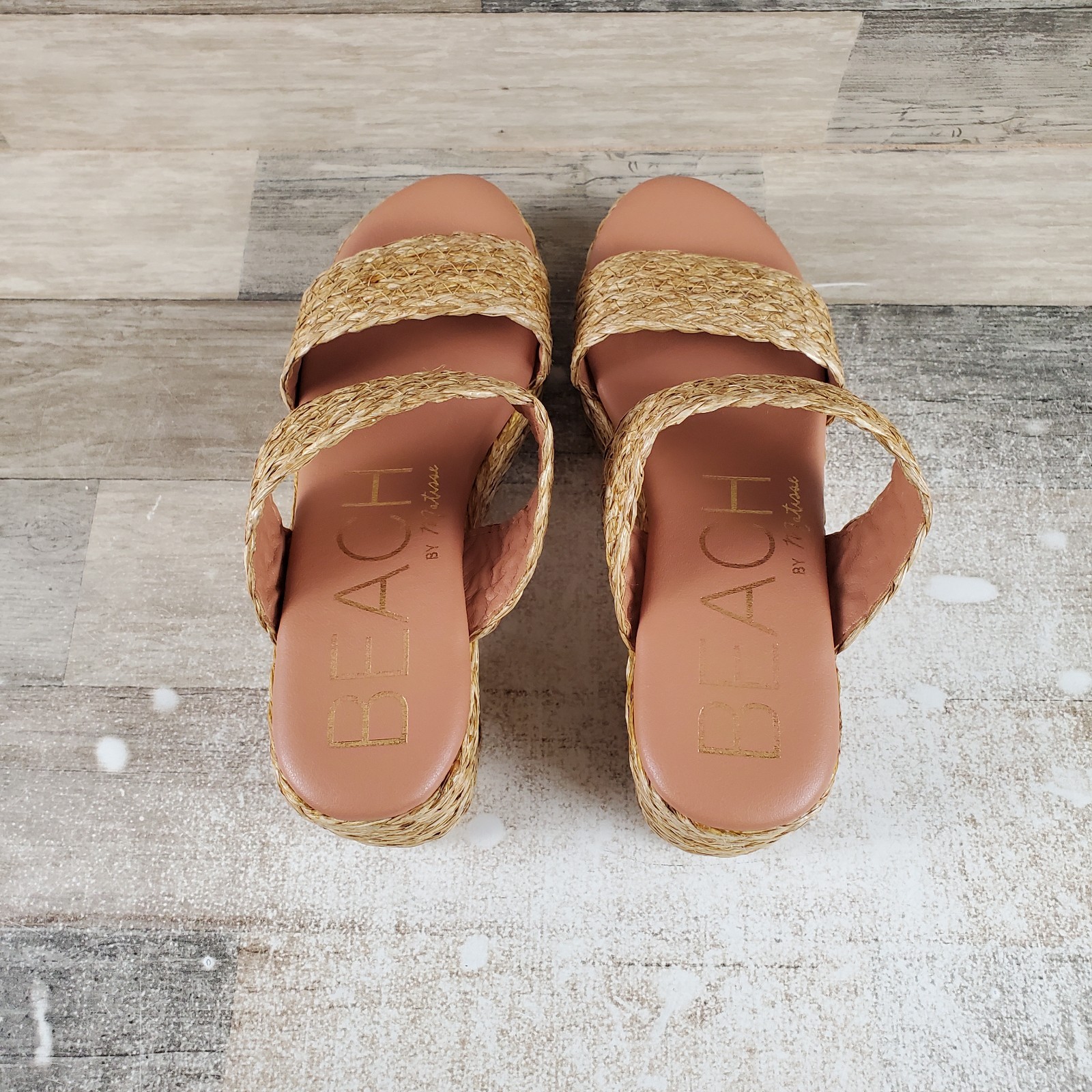 Matisse Ocean Ave Womens Platform Sandal Sz 10 M Cognac Raffia Slip On Round Toe