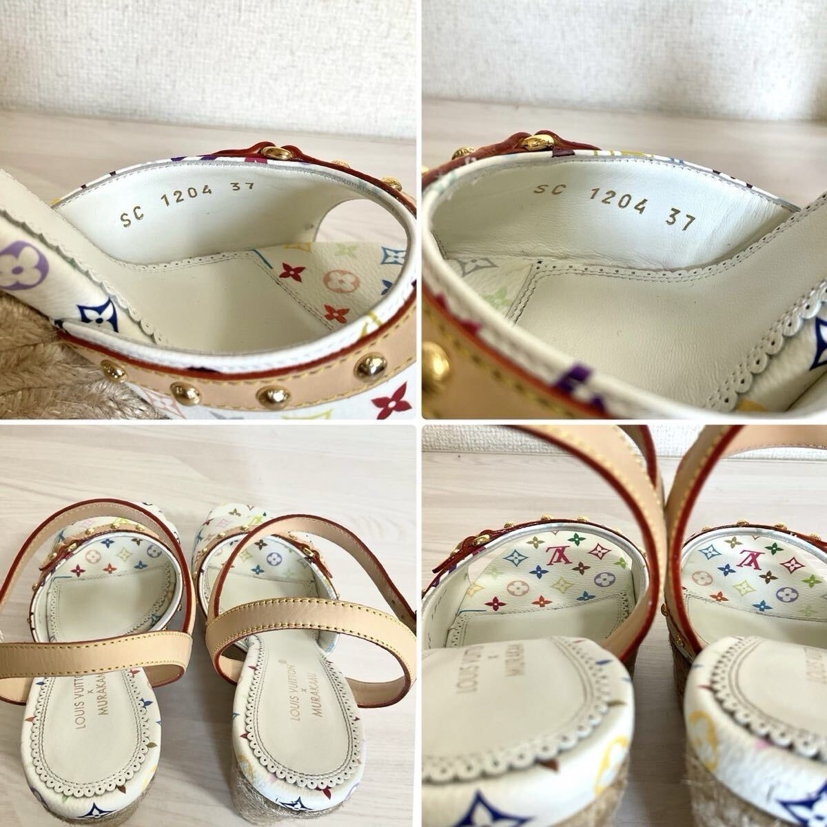 Rare Louis Vuitton Takashi Murakami Helios Sandals Monogram Multicolor 37 Heel