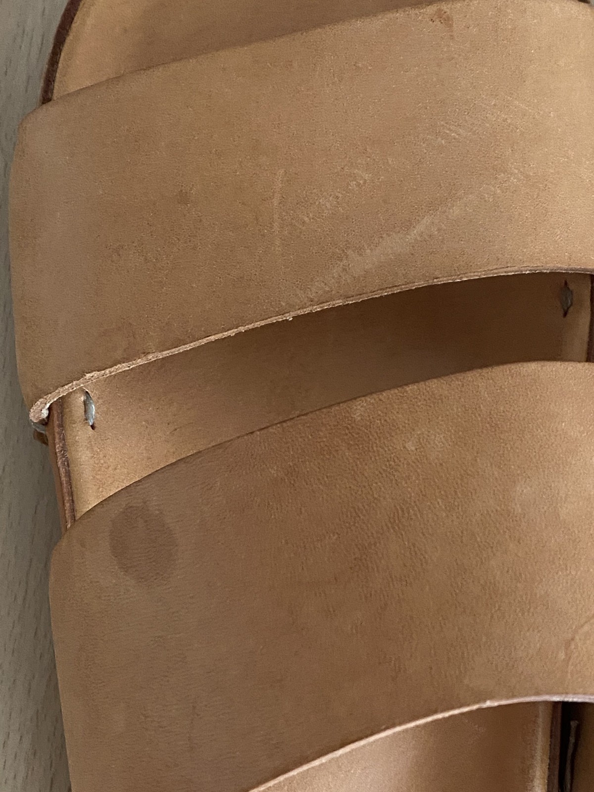 Feit Handmade Two Strap Sandal Vegetable Tanned Leather Size L (US W 10) (EU40)