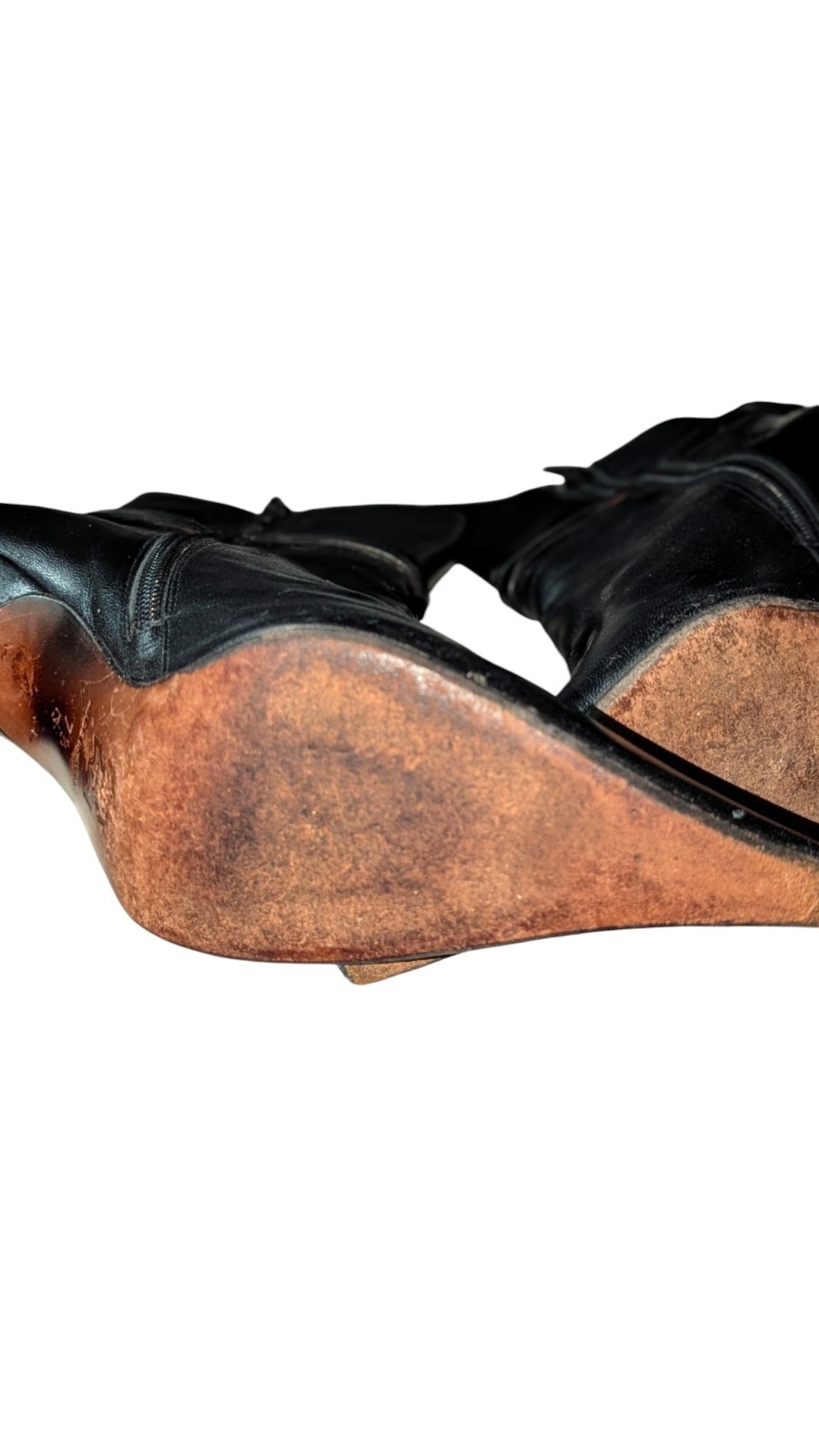 Vintage Albert Nipon Black Leather Pointed Toe Ankle Boots Heels Sz 7.5 M In Box