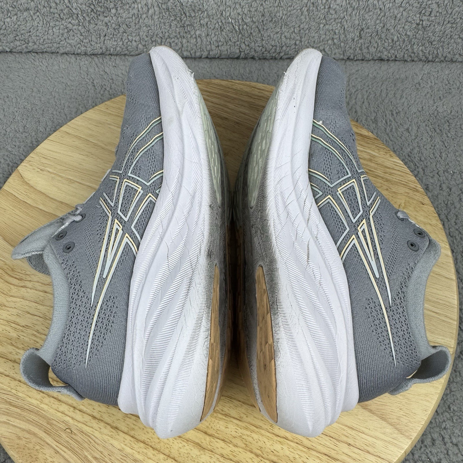 Asics Gel-Nimbus 26 Womens 7.5 Gray Running Walking Shoes 1012B601 NO INSOLES