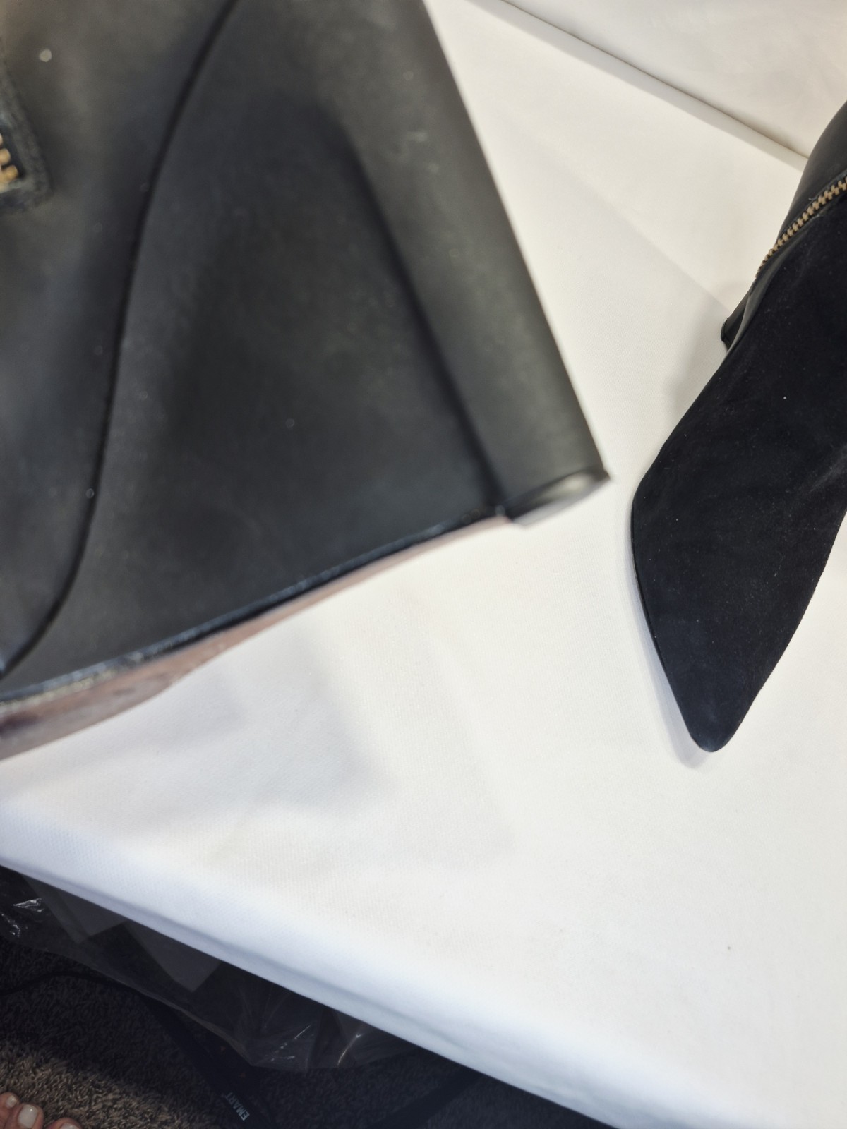 Derek Lam Mila Boots Black Suede Rubber Wedge pointed Toe Womens 9.5B Tall