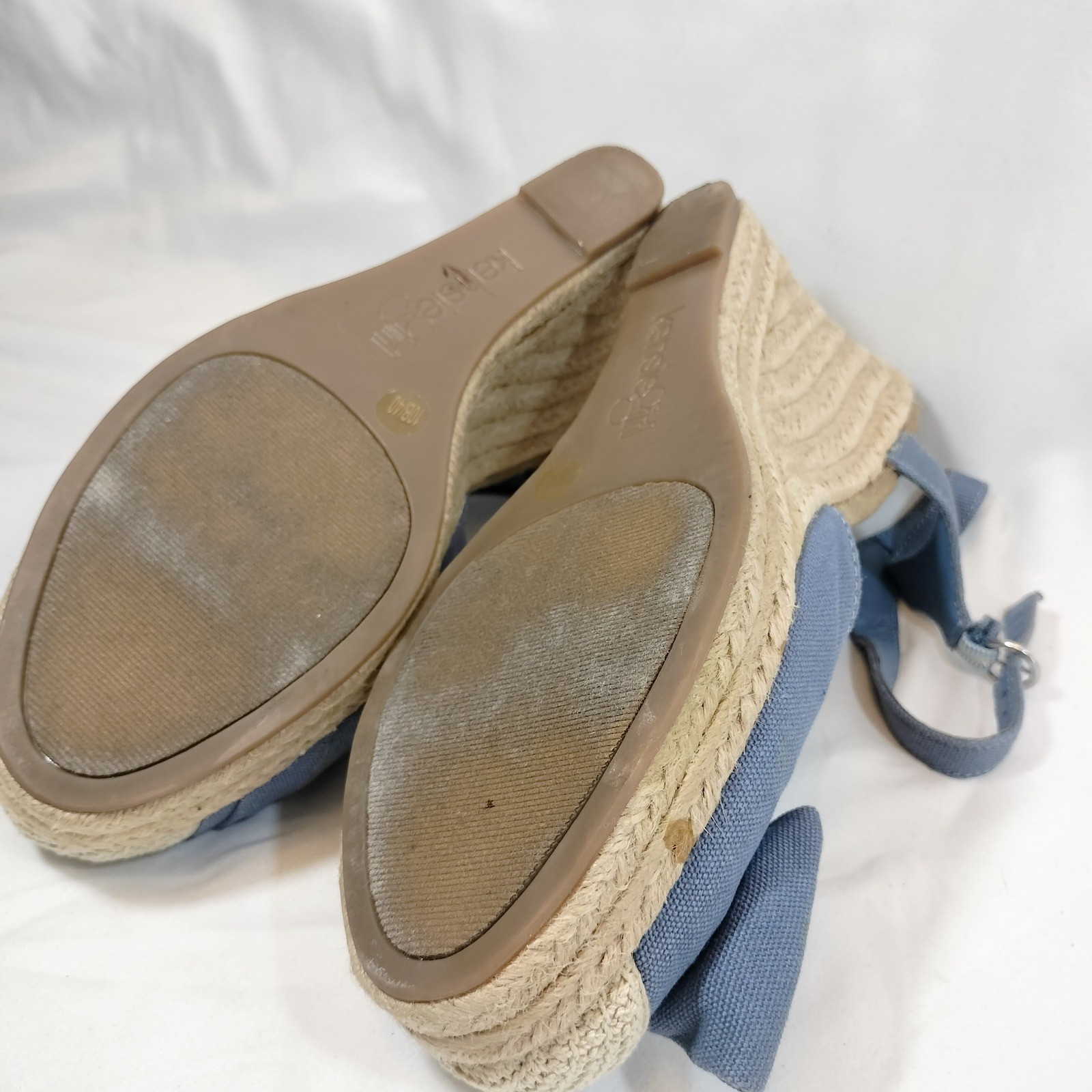 Kensie Girl Blue Espadrille Wedges; Bow Accent Ankle Strap Platform Sandals