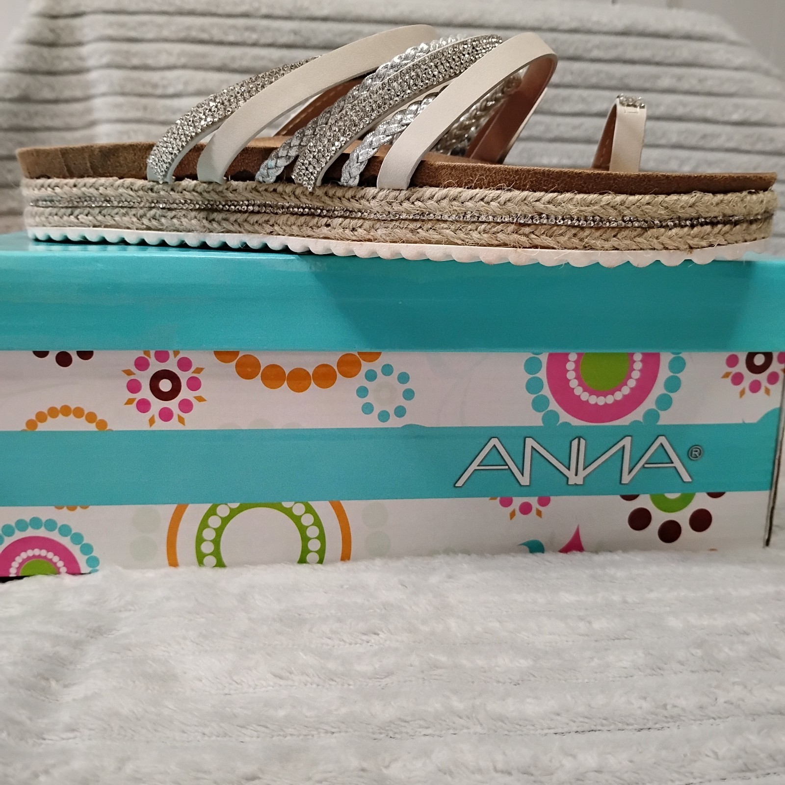 Sandals 8.5 Bling Wrap Toe Anna Summer Vacation Girlie Sparkle Party Casual