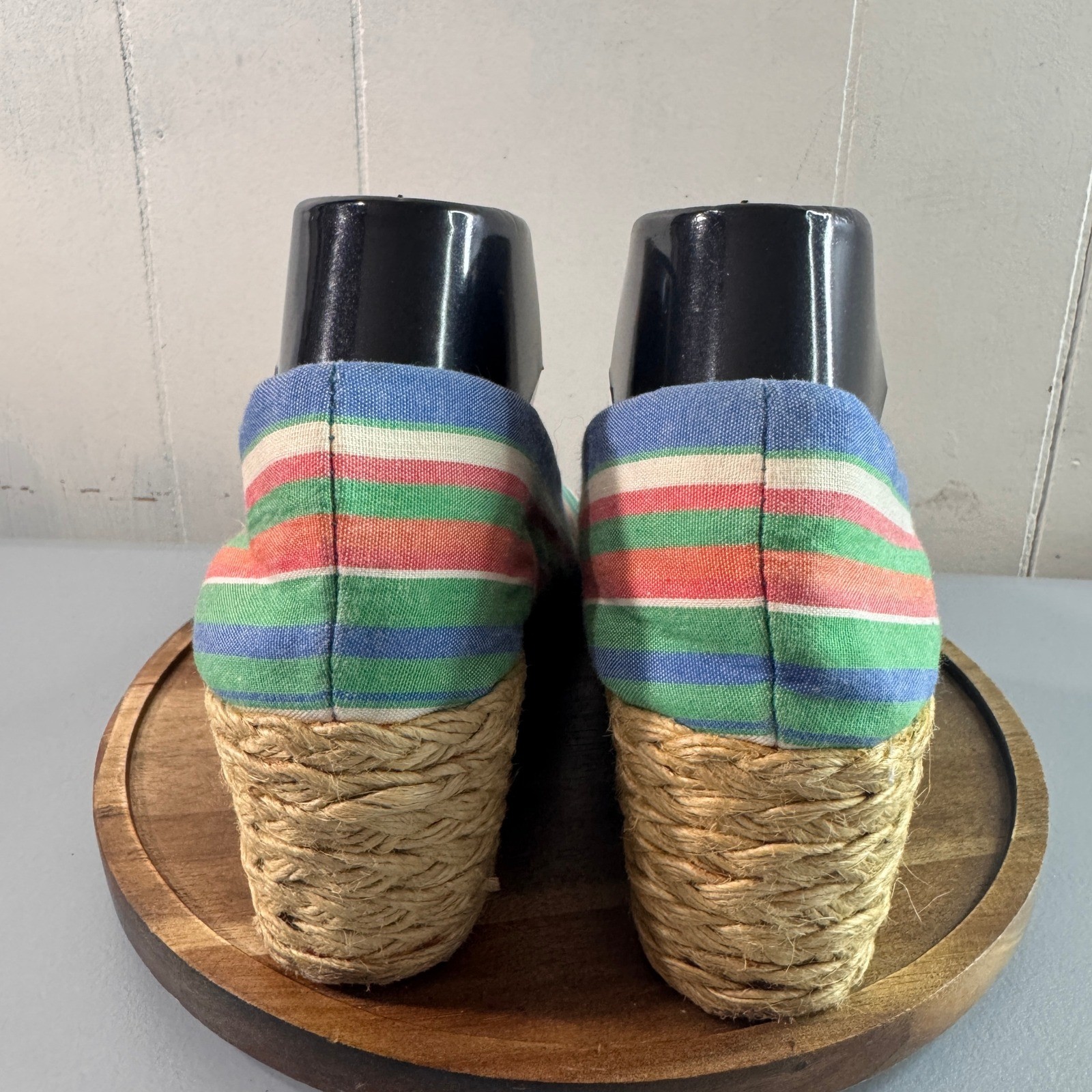 Lauren Ralph Lauren Cecilia Wedge Espadrille Womens 8.5B Multi Striped Good Jute