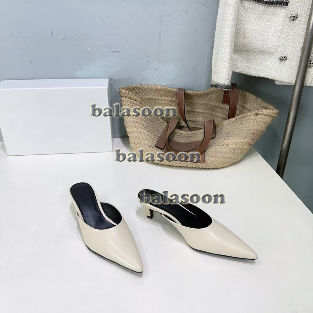 2026 Baotou semi-slipper pointed low heel women’s shoes fashion casual slippers