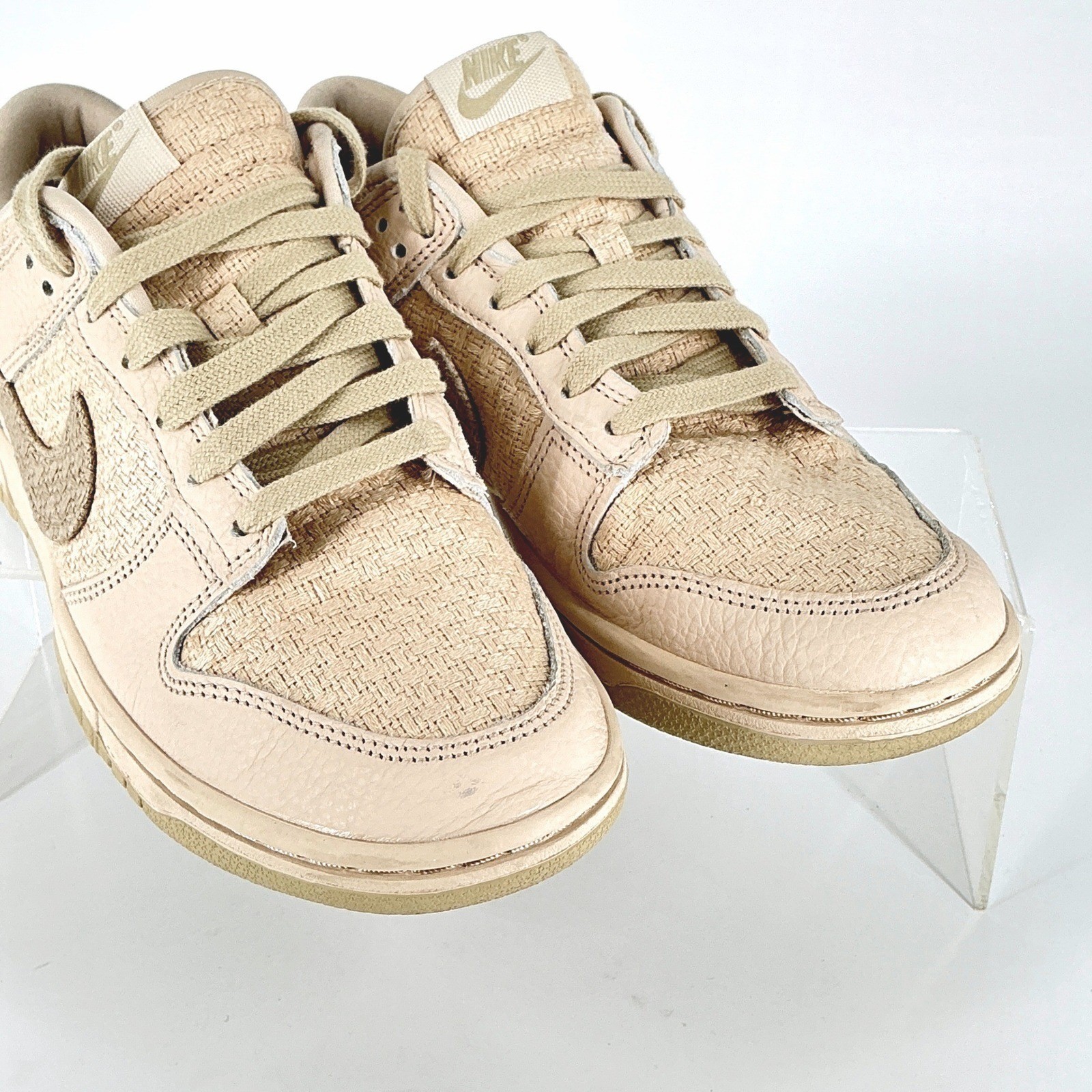 Nike Size 9.5 Dunk Low SE Women Beige Textile Leather Sneakers Shoes