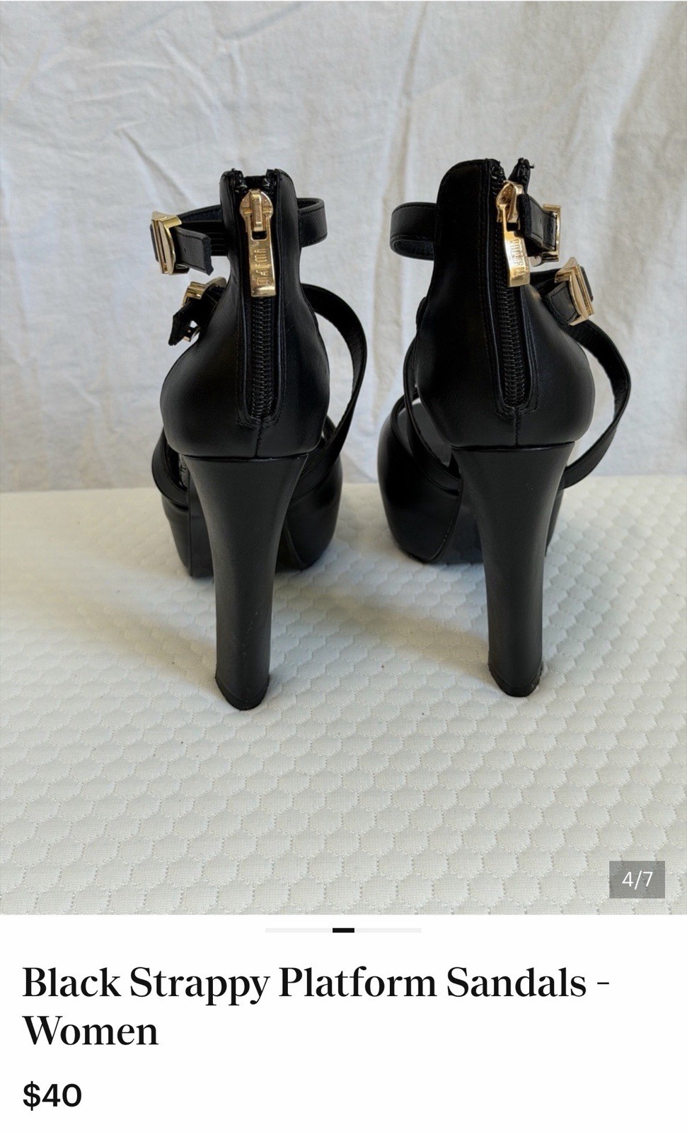 Dollhouse Women’s Black Patent Leather Strappy Ankle Strap Platform Heels 5.5