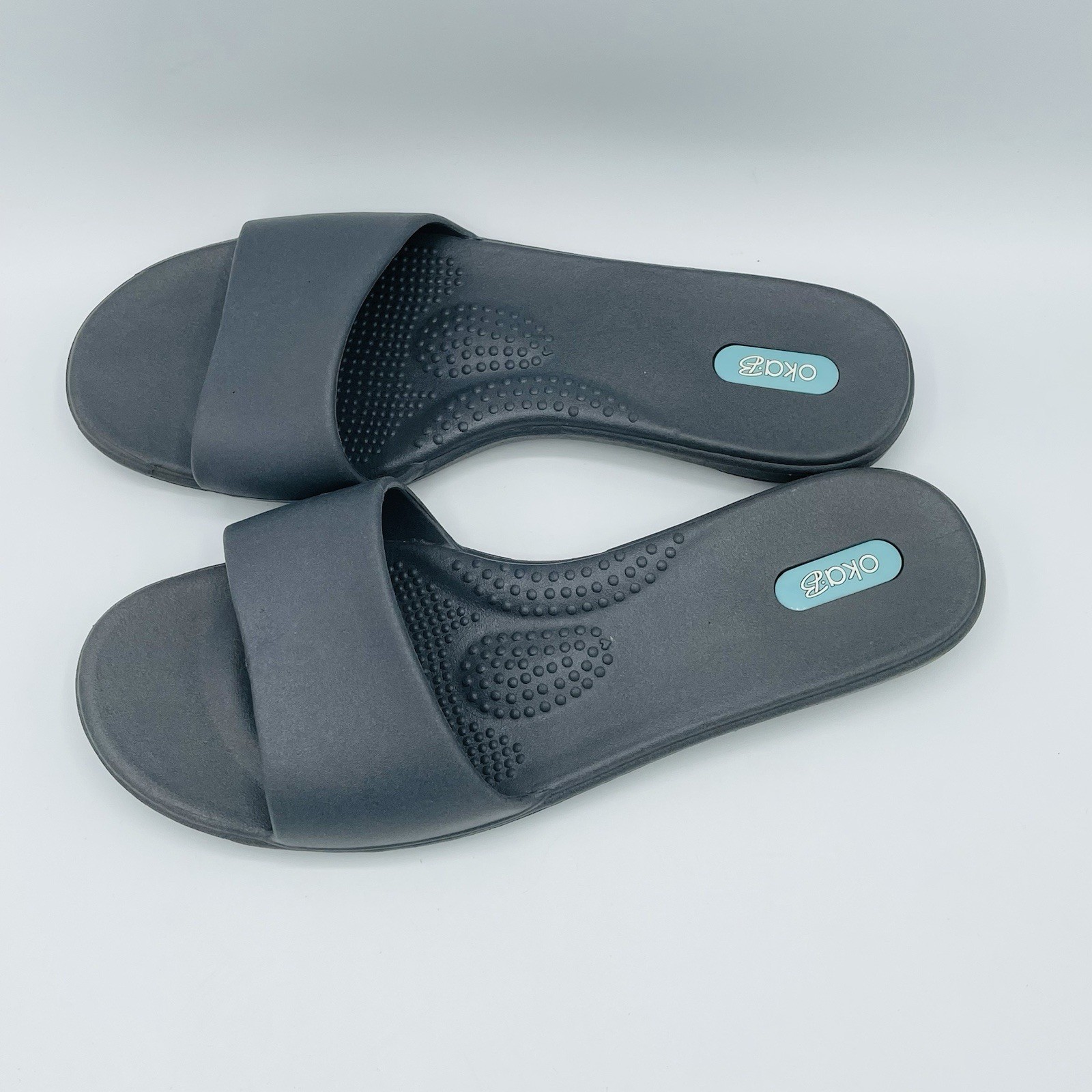 Women’s Size 8.5-9.5 (ML) Oka B Sandals Gray Comfort Heel Beach Made In The USA