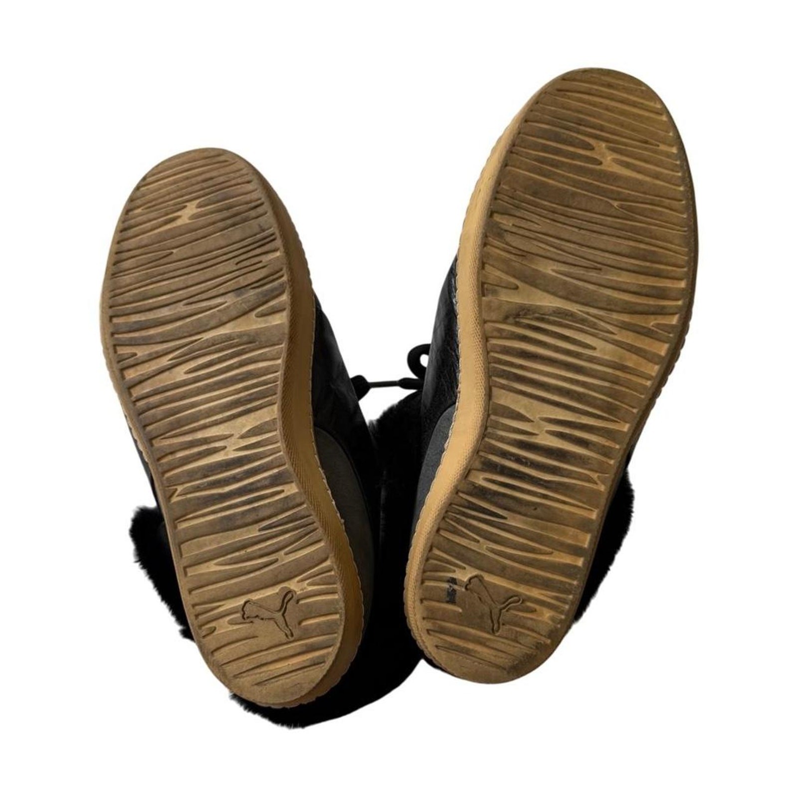 Alexander McQueen & Puma Rabbit Fur Black Leather Sneakers