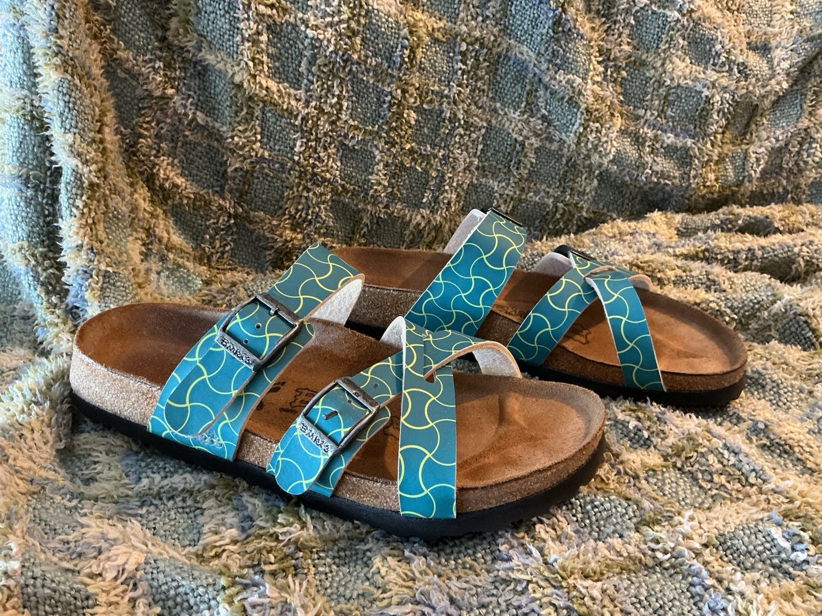 Birkenstock Birki’s Turquoise Blue Sandals Sz 39 Women’s Rave NEW