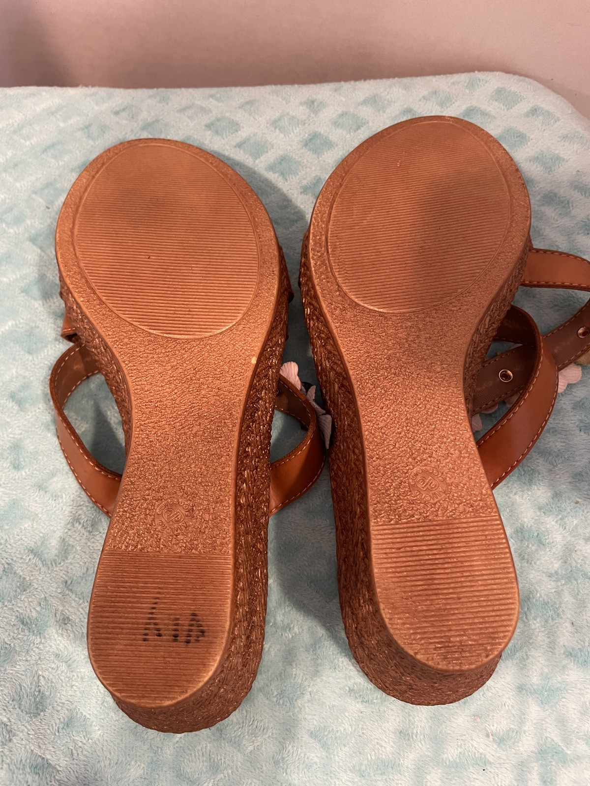 Mariella Floral Wedge Italian Leather Sandal Size 9